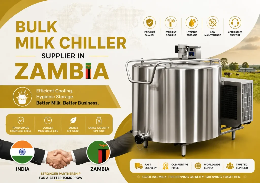 Bulk Milk Chiller Supplier In Zambia for Dairy Farms