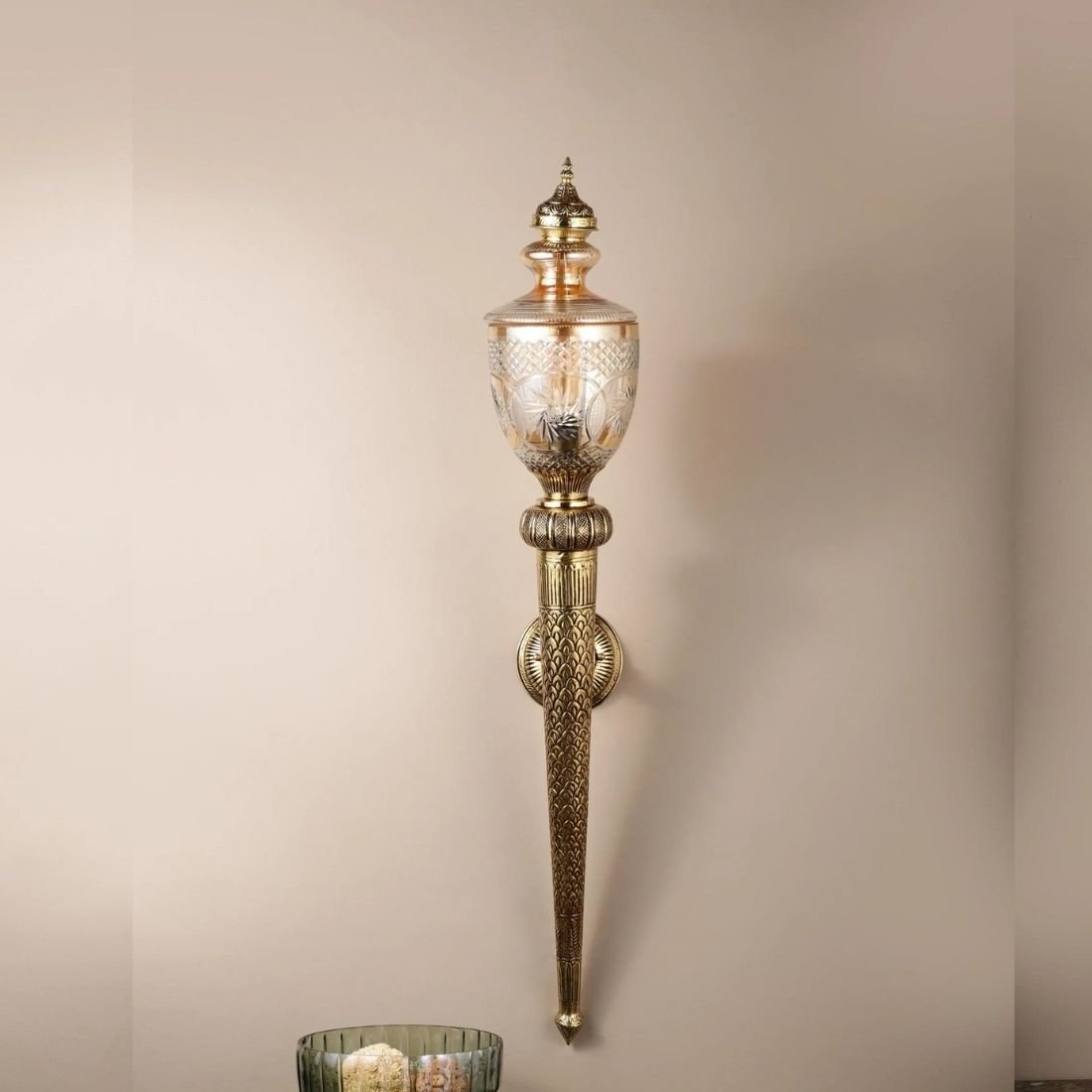 Amber-Glass-Traditional-Torch-wall-sconce