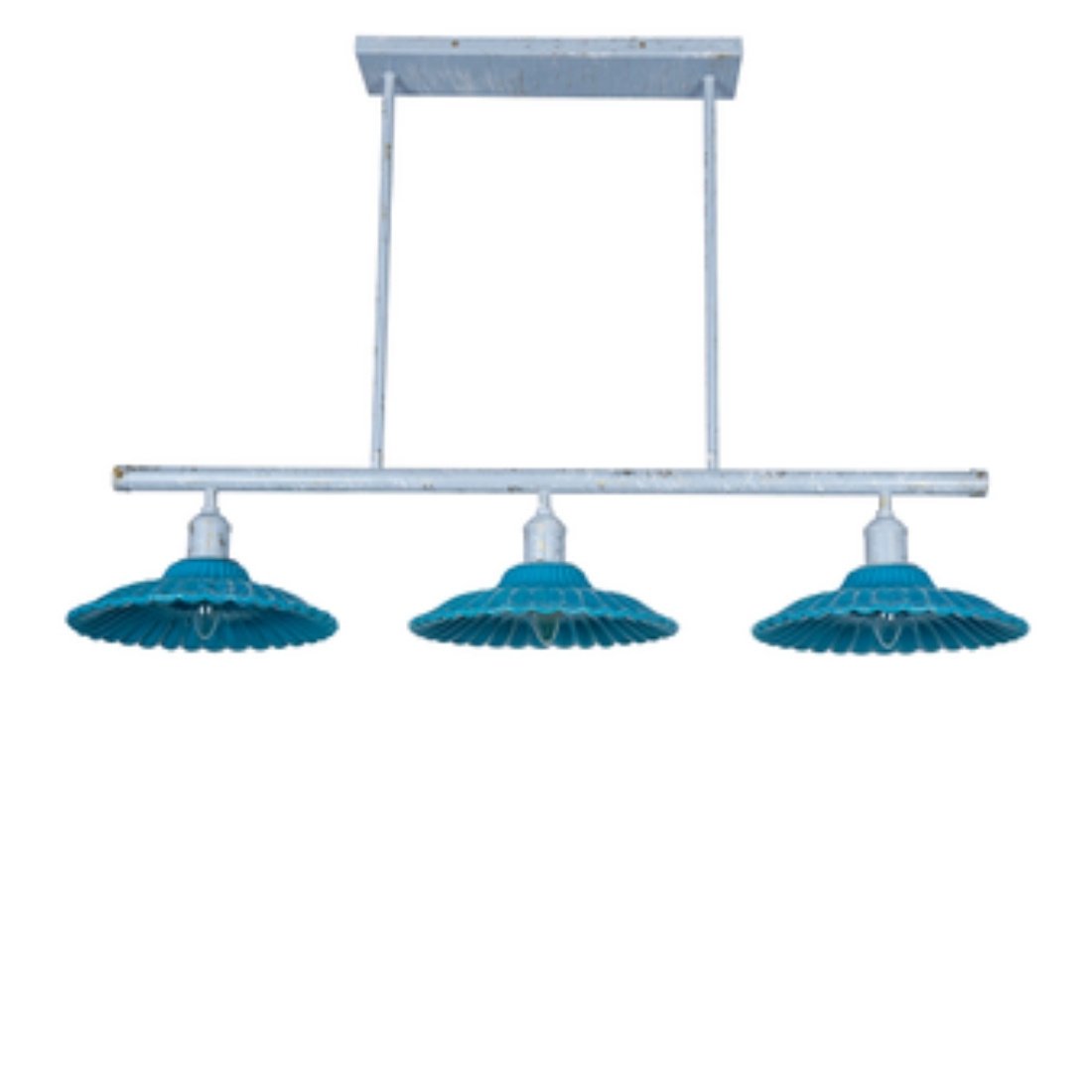Ceramic-Linear-Chandelier-3-Round-Ribbed-Shades