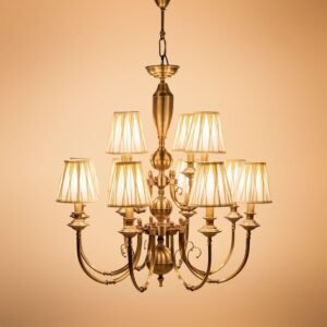 Fabric-Shades-6-Light-Vintage-Chandelier