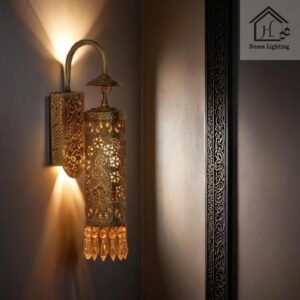 Hand-Carved-Brass-Crystal-Cylinder-Sconce